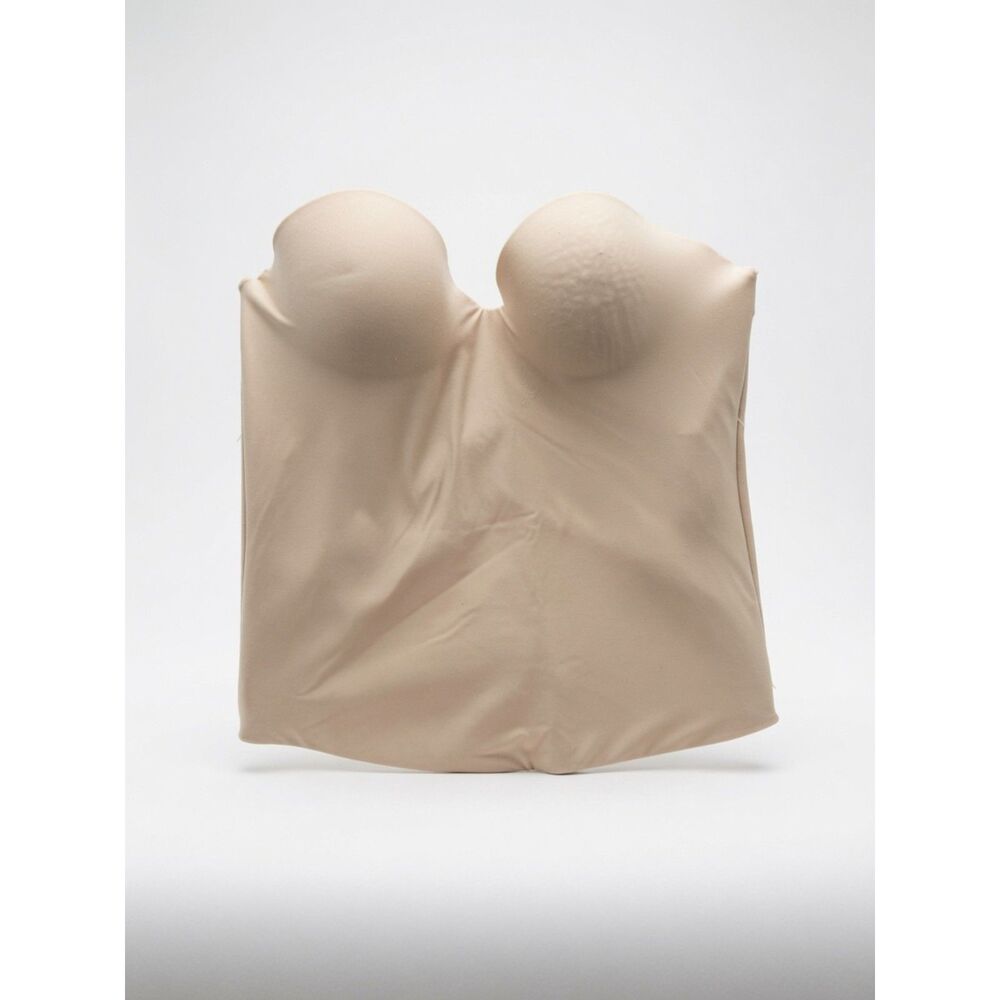 Nude Beige Strapless Bustier Corset Top 38C – Structured Cups, Hook & Eye Back - Picture 5 of 7